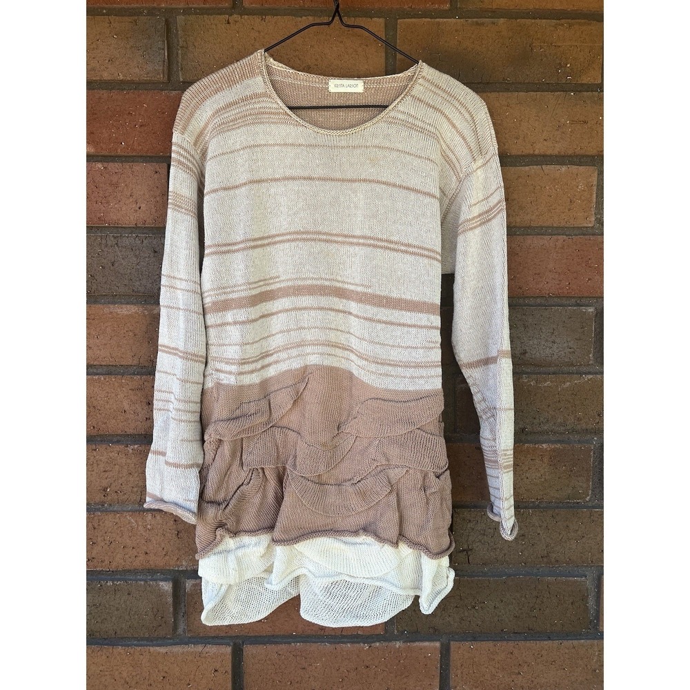Krista Larson Knit Sweater Tulip Striped | Earth Tones | Size Small